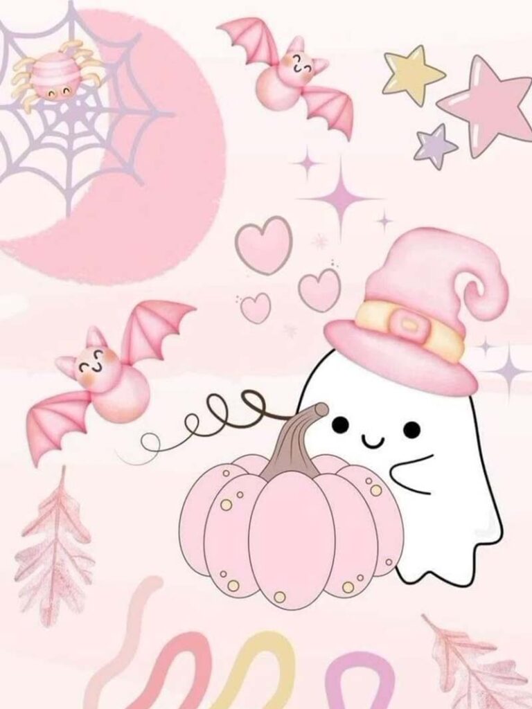 Adorable Cute Pink Halloween Wallpaper for a Pastel Spooky Vibe