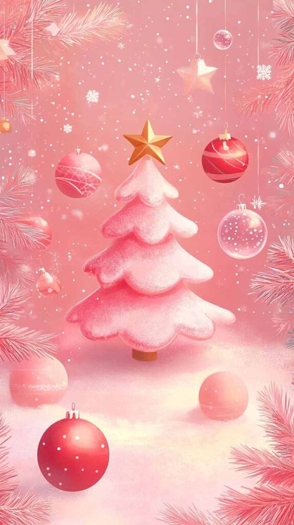 Christmas Pink Wallpaper with a Whimsical Touch