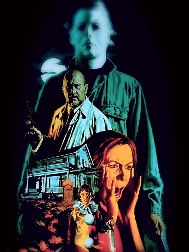 Classic Halloween Movie Wallpaper with Iconic Horror Scenes
