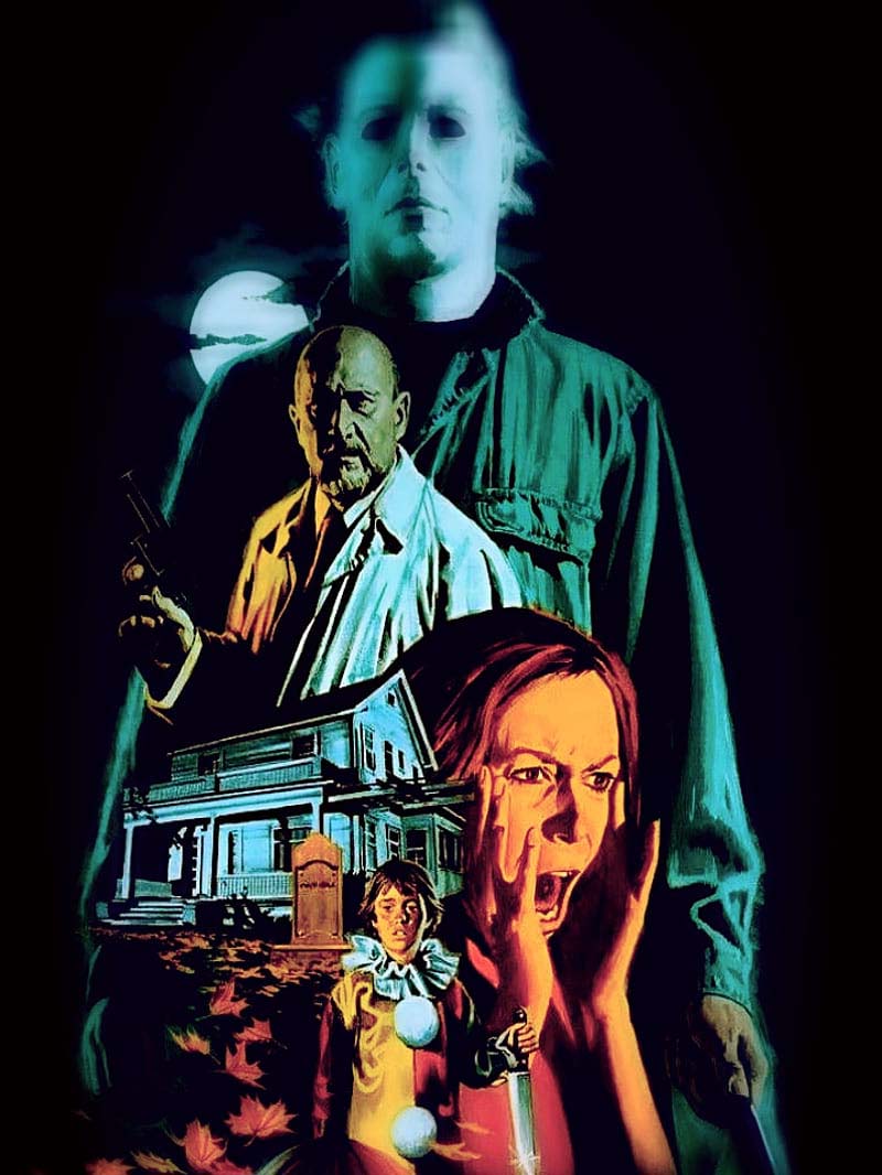 Classic Halloween Movie Wallpaper with Iconic Horror Scenes