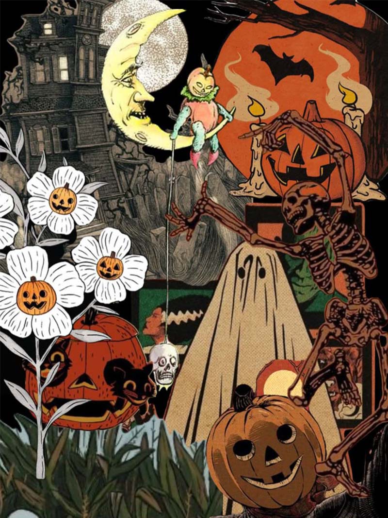 Classic Vintage Halloween Wallpaper for a Retro Spooky Vibe