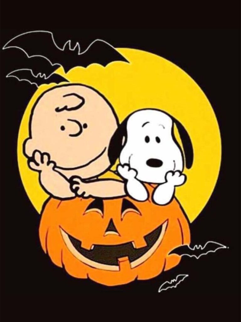 Cute Charlie Brown Halloween Wallpaper With Snoopy and Pumpkin