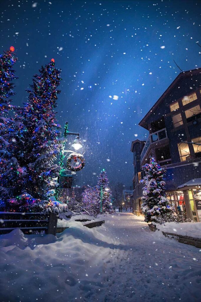Magical Christmas Wallpaper Winter Scene with Snowfall