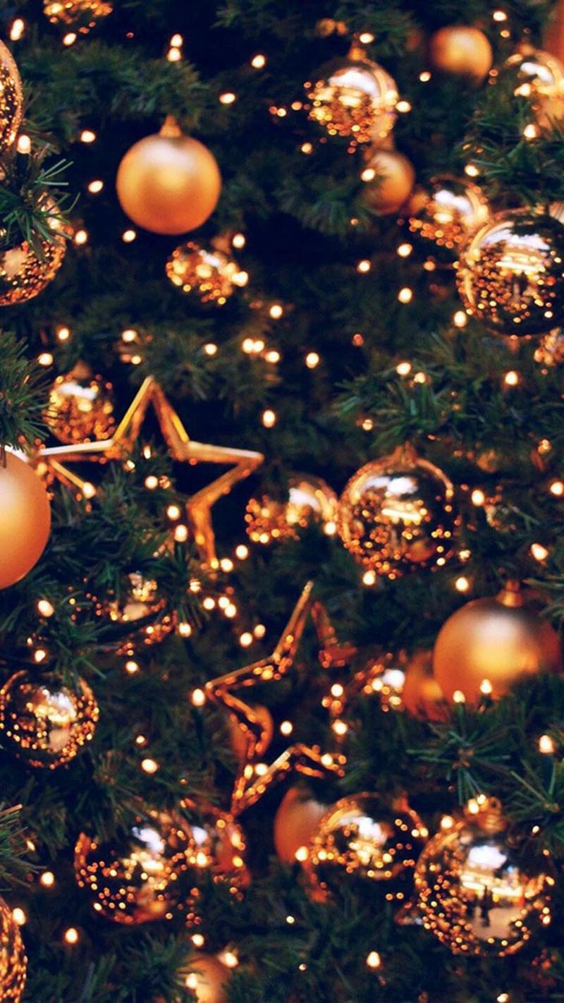 Sparkling iPhone Lock Screen Cute Christmas Wallpaper
