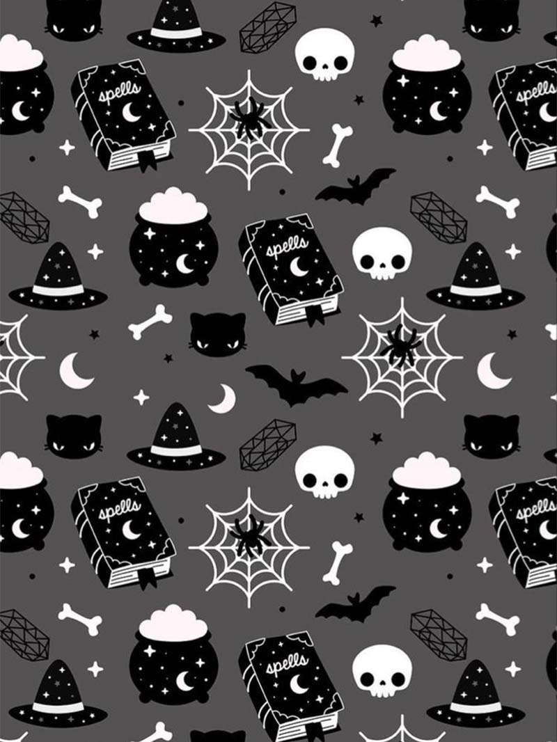 Stylish Black Halloween Wallpaper with Spooky Pattern Design