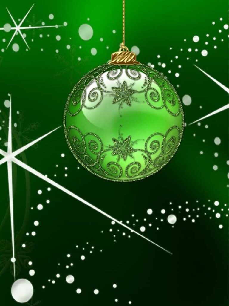 Christmas green wallpaper with elegant festive ornament