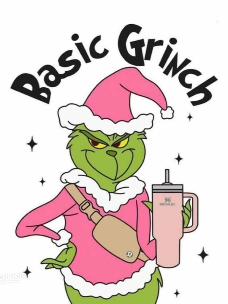Cute christmas wallpaper preppy grinch with pink outfit style