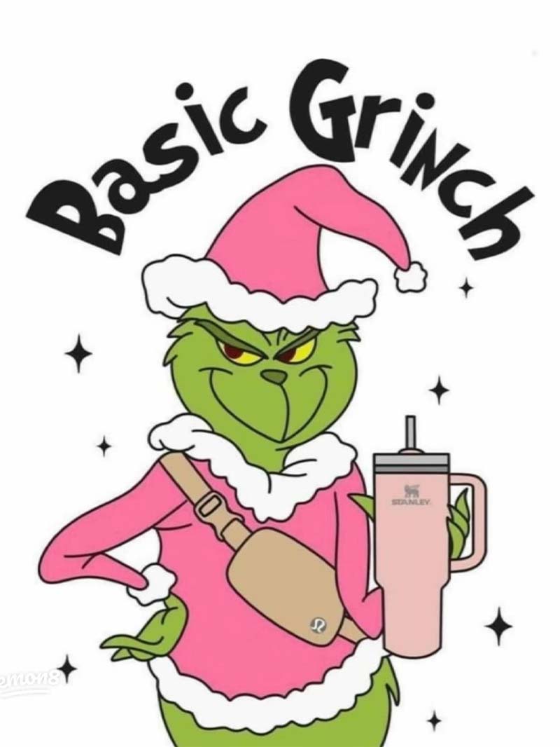 Cute christmas wallpaper preppy grinch with pink outfit style