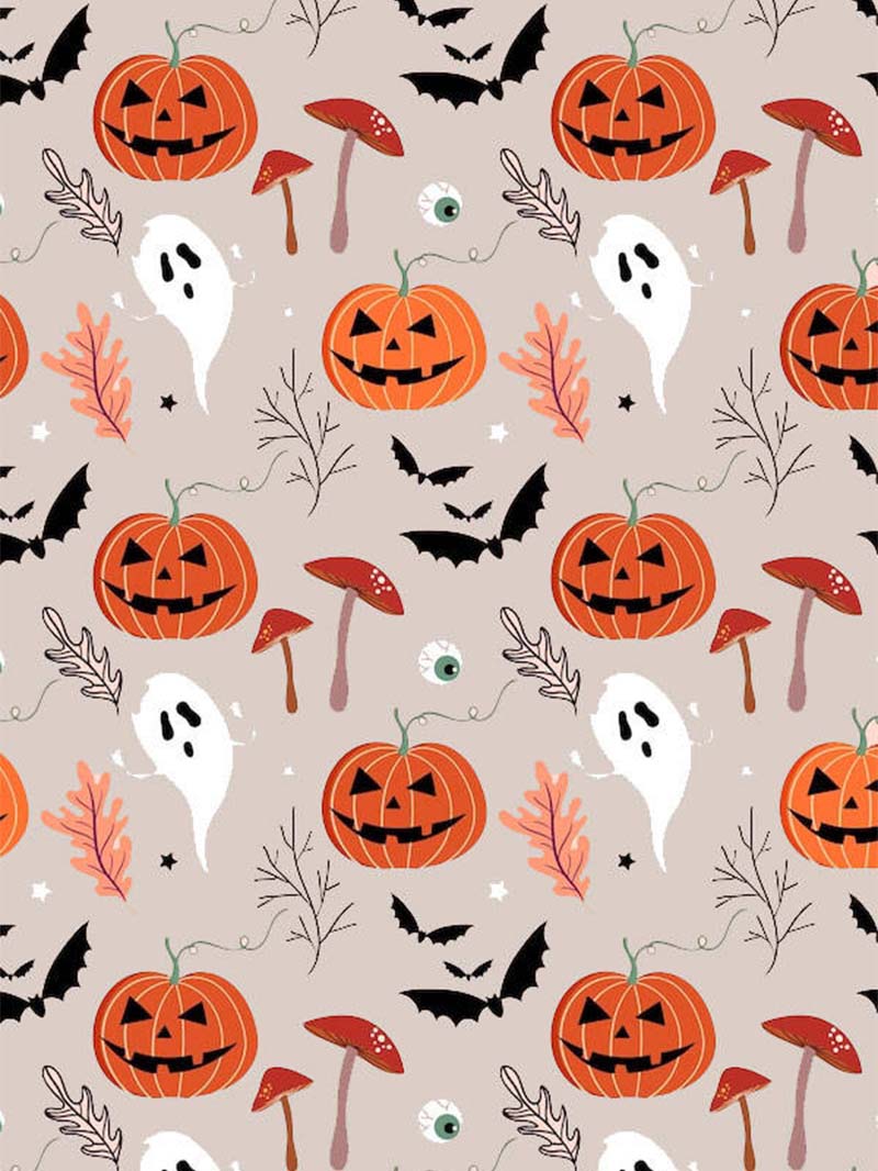 Cute pumpkins ghosts and bats in preppy halloween wallpaper iphone