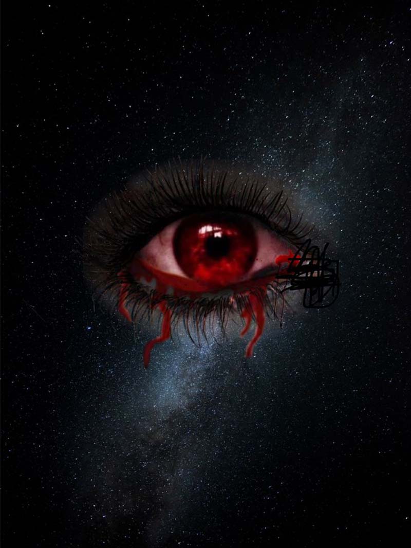 Dark Galaxy Scary Eye Wallpaper with a Haunting Red Gaze