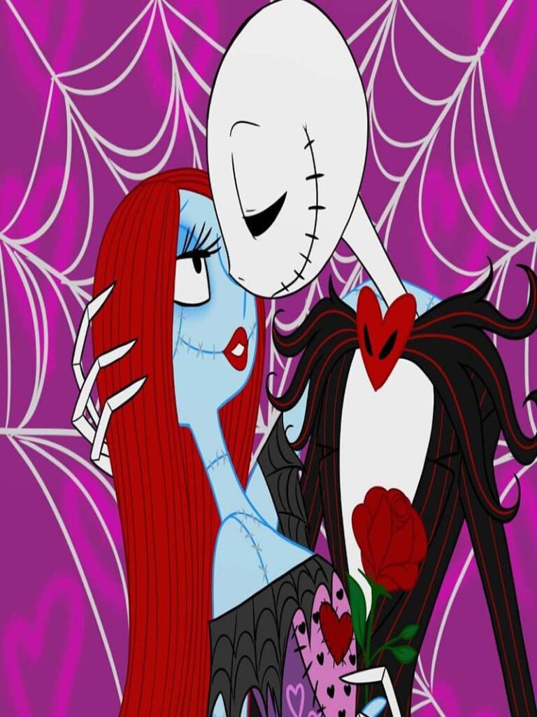 Jack and Sally's Romantic Spooky Valentine Wallpaper