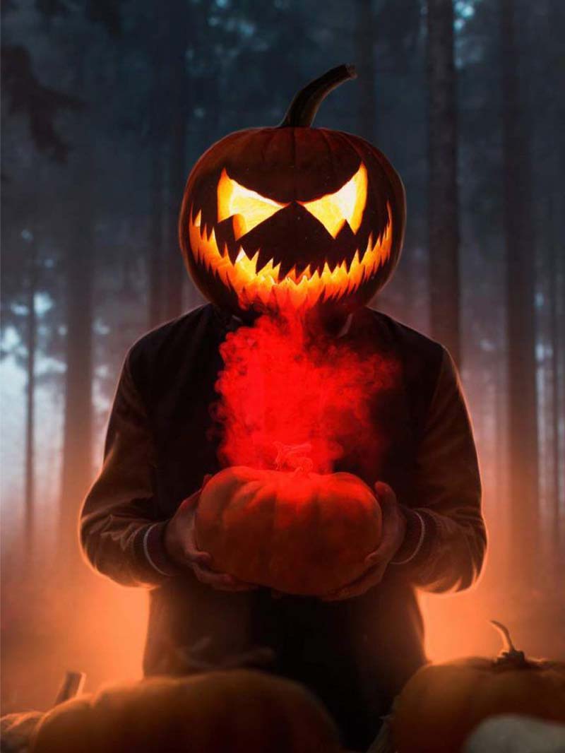 Jack-o’-Lantern Head: A Scary Creepy Halloween Wallpaper