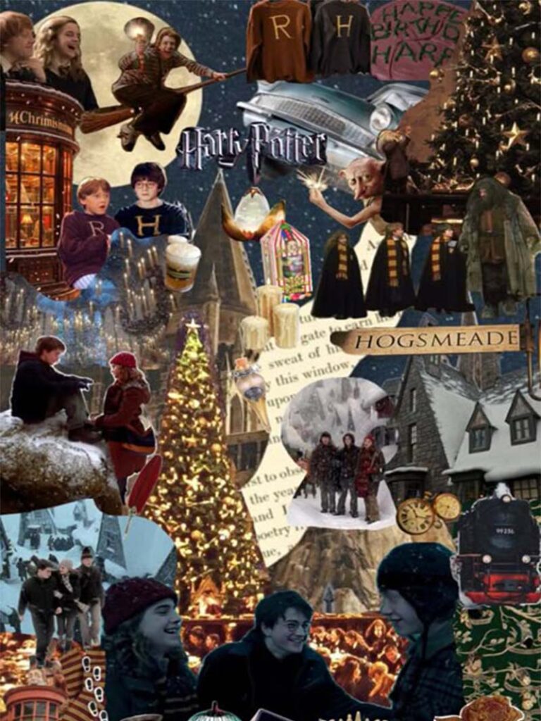 Magical Christmas Harry Potter Wallpaper with Festive Scenes