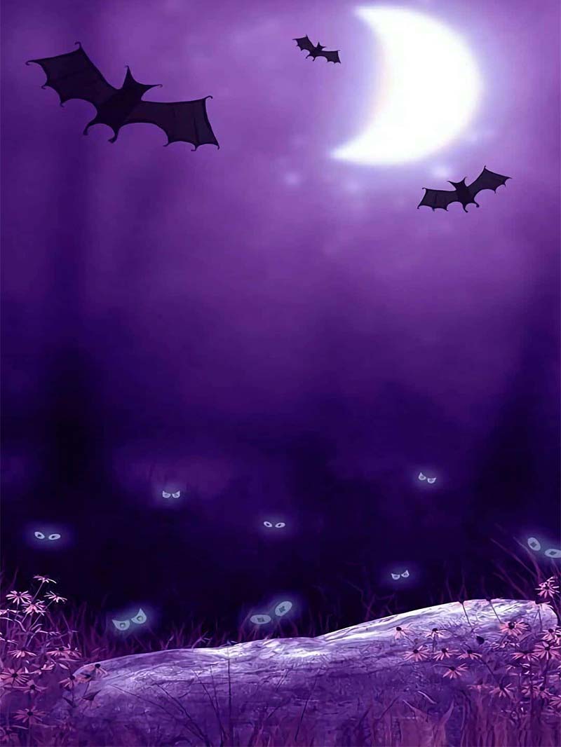 Mysterious Bats and Glowing Eyes for Your Halloween Wallpaper Purple