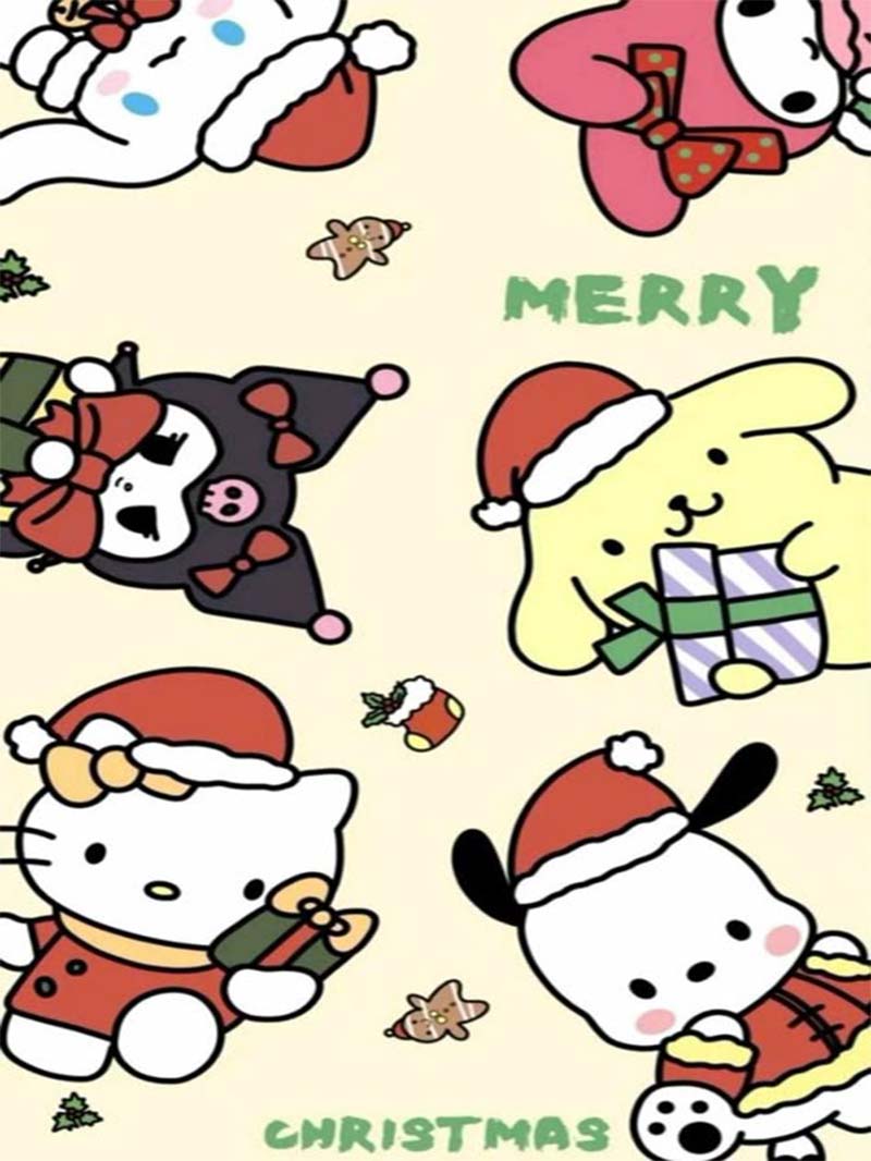 Sanrio Christmas Wallpaper Cute Characters in Festive Style