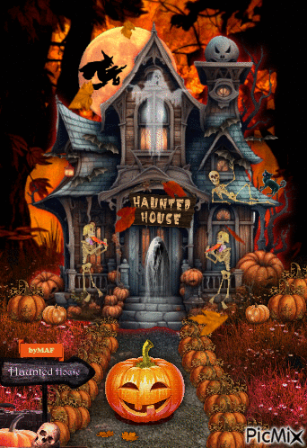Spooky Haunted House Yard An Animated Halloween Wallpaper
