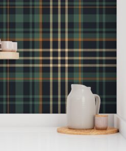 Alternative view of Dark Green Plaid Peel and Stick Wallpaper