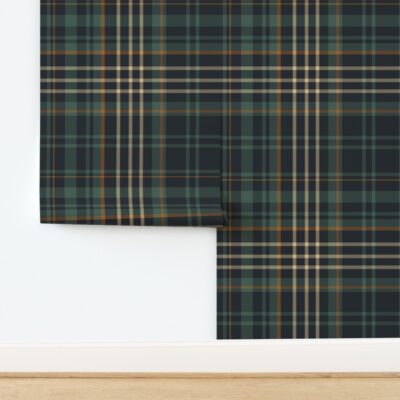 Dark Green Plaid Peel and Stick Wallpaper