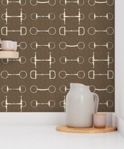 Alternative view of Ashby Horse Bits Equestrian Heritage Wallpaper – Saddle Brown