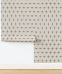 Preppy Mushroom Beige & Brown Grandmillennial Star of Bethlehem Wallpaper
