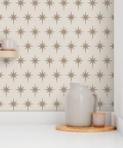 Alternative view of Preppy Mushroom Beige & Brown Grandmillennial Star of Bethlehem Wallpaper