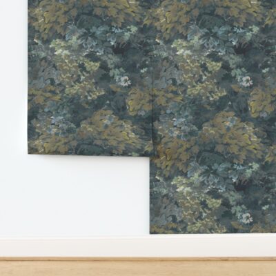 Heritage Charm: Midnight Forest Botanical Tapestry Wallpaper