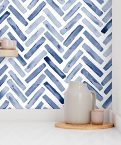 Alternative view of Indigo Drift: Watercolor Herringbone