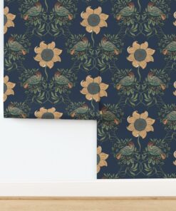 Heritage Bloom: Victorian Navy Floral Wallpaper