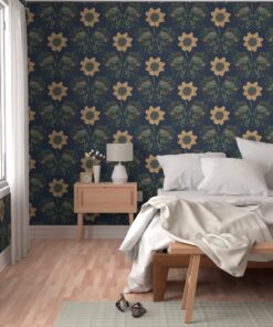 Alternative view of Heritage Bloom: Victorian Navy Floral Wallpaper