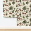 Equestrian Rider & Woodland Trees Nature-Inspired Wallpaper