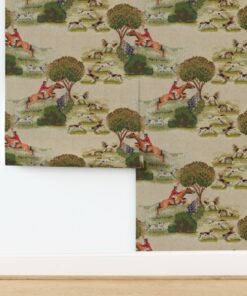 A Crewel Hunt: Artisanal Embroidered-Look Wallpaper