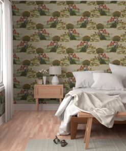 Alternative view of A Crewel Hunt: Artisanal Embroidered-Look Wallpaper