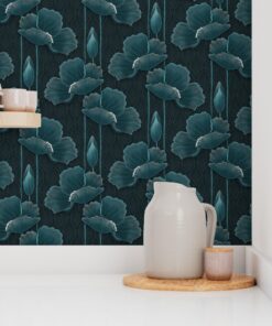 Alternative view of Art Deco Poppies: The Teal Collection