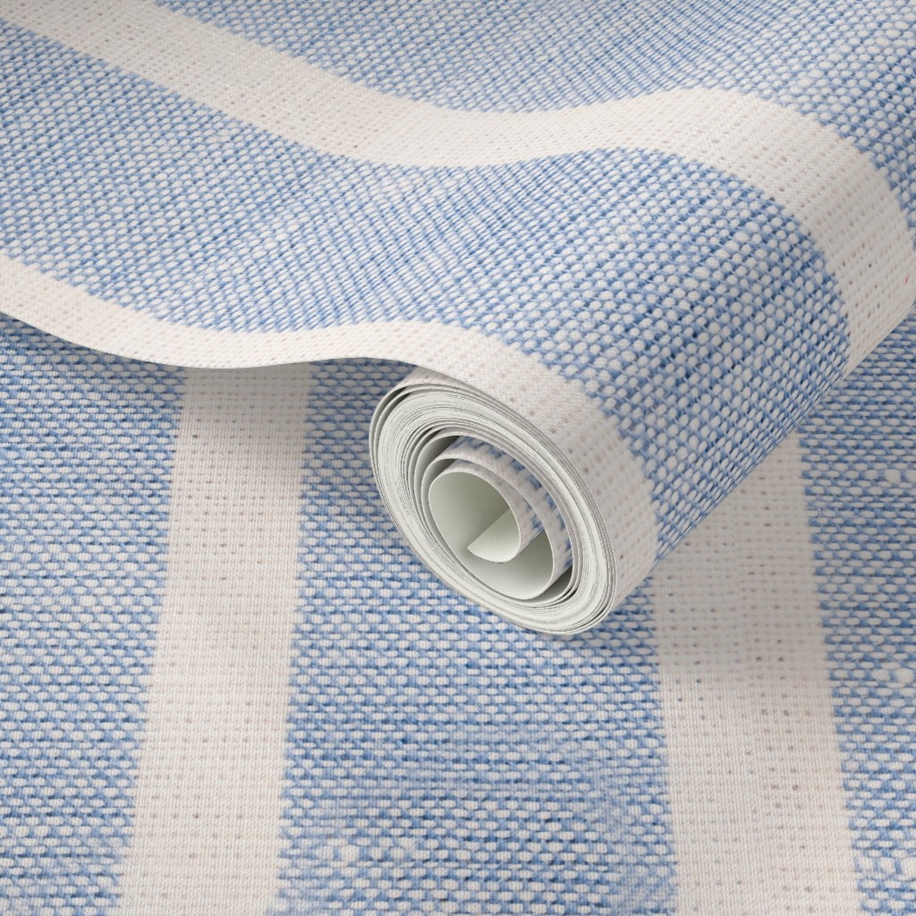 Serene Stripes: Blue Linen Vertical - Image 3