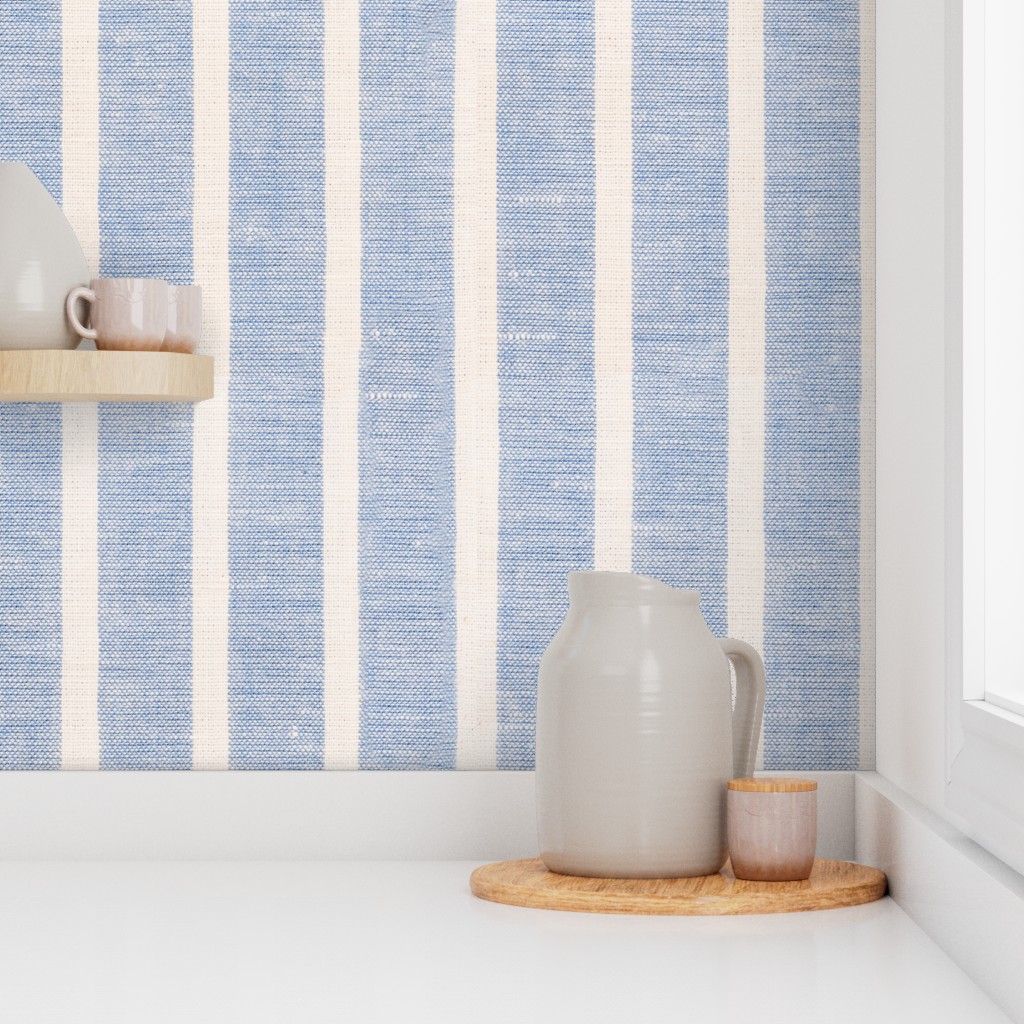 Serene Stripes: Blue Linen Vertical - Image 4
