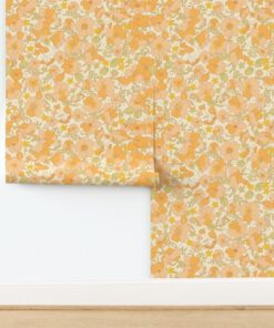 Golden Nostalgia: Illustrated 70s Floral in Sunny