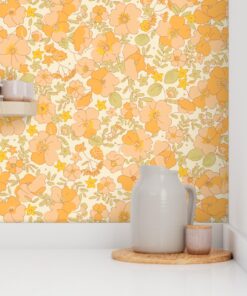 Alternative view of Golden Nostalgia: Illustrated 70s Floral in Sunny